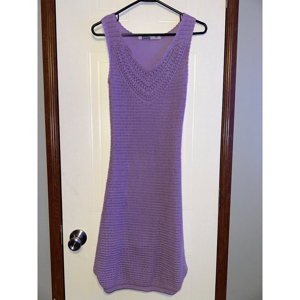 ATHLETA Purple Crochet Fully Lined Dress Size XS